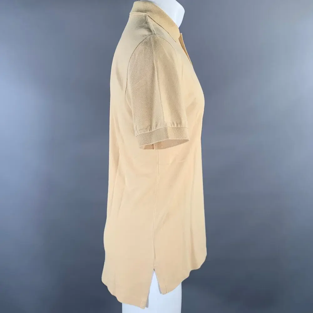 RALPH LAUREN Size S Khaki Yellow Logo Cotton Ribbed Polo